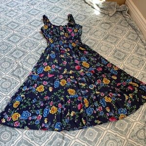 Lapis floral mid-length dress